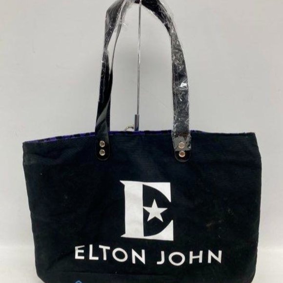 Elton John Black Farewell Yellow Brick Road Tour Vip Double Handle Tote Bag - Picture 1 of 7